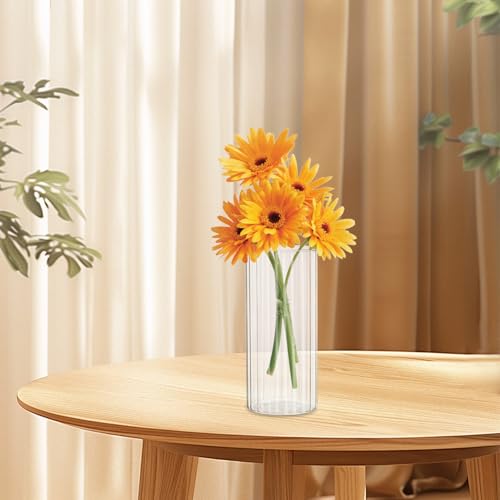 QWORK® 20cm x 9cm Vase Cylindrique en Verre Souffléà la Main pour Fleurs, Décoration Intérieure et Occasions Spéciales – Image 5