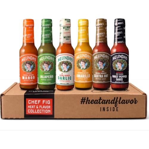 Melinda's Chef Fig's Heat & Flavor Collection - Hot Sauce Gift Set, 5oz 6pk