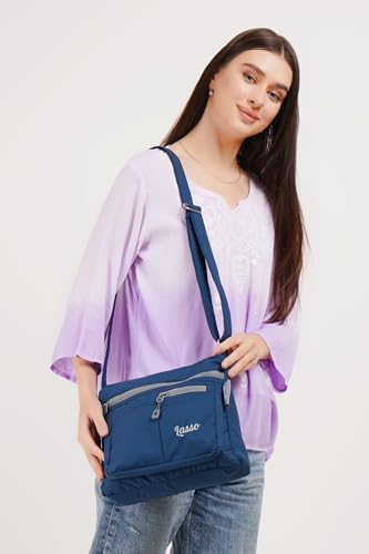 Image of Lasso Sling Bag For Women with Adjustable Strap Stylish Ladies Crossbody Polyester Sling Bag for Office, Causal, Travel & College | 5L Capacity & 5 Multiple Pockets (4 Zip & 1 Open Pocket)