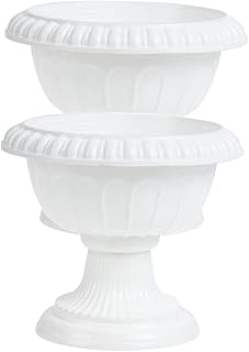 MERRYHAPY 2PCS Vintage Roman Flower Pot European Style Decorative Urn Planter for Front Door and Wedding Decor Durable Plastic Container for Silk and Dried Flowers