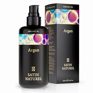 Satin Naturel Argan Oil for Hair Skin and Nails 200ml – Natural Moisturiser – Organic Hair Growth Oil for Healthy Hydrated Hair – Natural Hair Oil for Women and Men – Massage Oil – Beard Oil