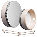 2 Stück Handtrommel mit schlägel für kinder, Holz Tamburin, 6 Zoll und 8 Zoll Handheld Tamburin, handtrommel percussion, Percussion Tambourine Instrument für Kinder Party Schule Frühpädagogisches