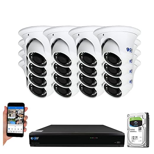 GW Security Cameras System 16CH (3840x2160) HD-TVI 4K CCTV DVR Recorder 4TB HDD with 16 Weatherproof 3840TVL 8.0MP 100ft Night Vision UltraHD 4K Dome Surveillance Cameras, Email Alert with Snapshot