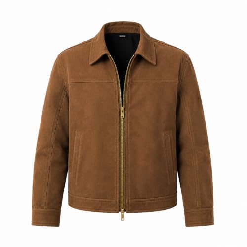 Image of Men's Suede Shacket | Full Zip Shirt Jacket with Collar & Pockets