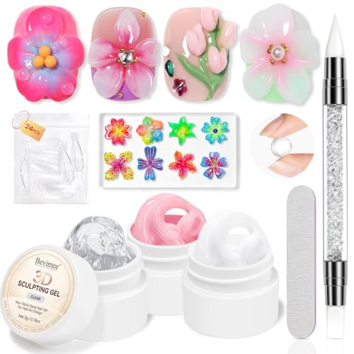 Bevimee Molding Gel for Nails, Nail 3D Sculpting Gel 3PCS