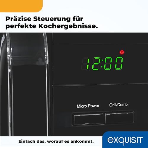 Exquisit Mikrowelle ohne Drehteller, 800 Watt Grill, 700 Watt, 20 Liter Garraumvolumen, Timer, Mikrowelle Flachbett, Auftaufunktion, MW4020-F-240DIG schwarz 9 Exquisit Mikrowelle ohne Drehteller, 800 Watt Grill, 700 Watt, 20 Liter Garraumvolumen, Timer, Mikrowelle Flachbett, Auftaufunktion, MW4020-F-240DIG schwarz