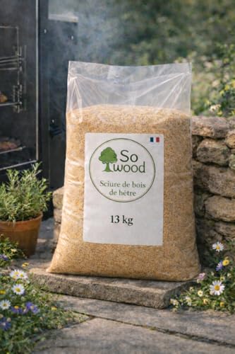 Sciure de Bois de hêtre pour Fumage 13KG Naturel 0.35 à 0.9 mm Tout fumoir