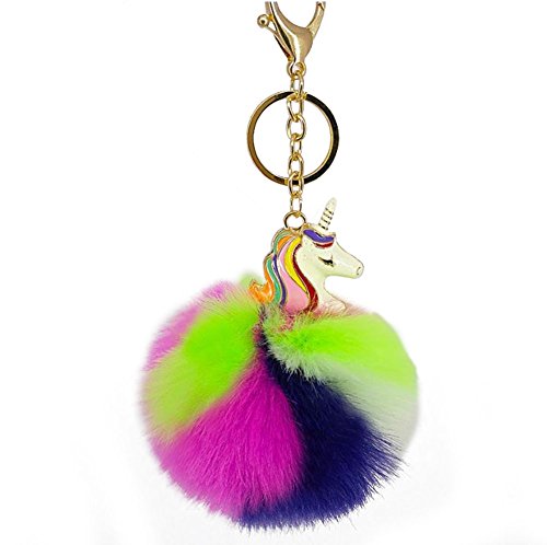 Preisvergleich Produktbild TREESTAR Niedliche Einhorn Hairball Schlüsselanhänger Persönlichkeit Anhänger Schlüsselanhänger für Handtasche Geld Tasche Anhänger Auto Schlüsselanhänger Perfekt Urlaub Geschenk 1 Stück