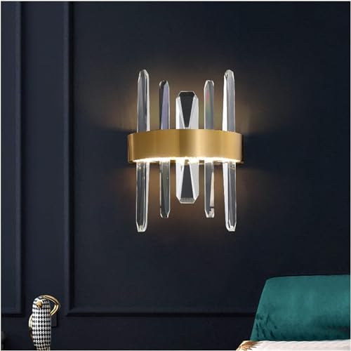 Aplique de Pared LED de Cristal de Lujo posmoderno, Compatible con la mesita de Noche del Dormitorio, lámpara de Fondo de TV de Acero Inoxidable - Apliques de Arte para Interiores (un Solo Color, 43