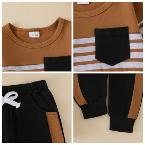 Image of FOCUTEBB Toddler Boy Clothes Baby Boys Fall Winter Outfits Long Sleeve Sweatshirt Top Jogger Pants Set Boys Outfit Set 12M-4T