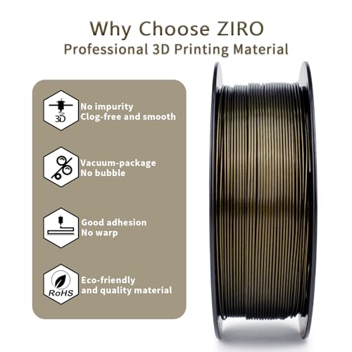 Image of ZIRO Mystical Series Filament, 3D Printer Filament 1.75mm, Shiny Sparkle PLA with Ultra Finer and Denser Glitter, Twinkling PLA1kg /2.2lbs Spool, Fit Most FDM 3D Printers, Midnight Gold