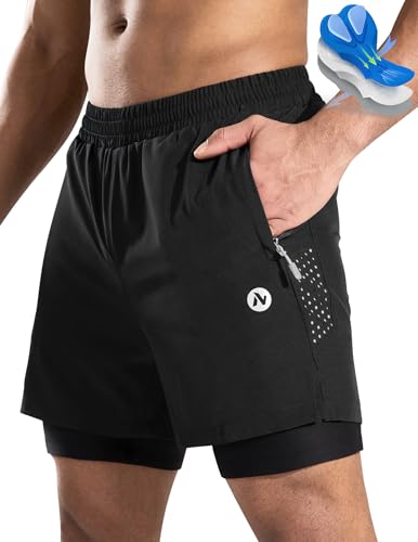 Nepest Mountainbike Hose Herren Kurz MTB Shorts Polster Radfahrerhose Herren Mit Tasche Fahrradhose Schwarz/Grau,M