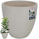 KOTARBAU® Macetero grande gris de fibra de cerámica Ecolite Altura 31 cm 36 cm Maceta exterior Maceta de palma Macetas de flores Maceta de aspecto de hormigón Maceta interior y exterior Maceta gris