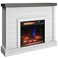duraflame® Shiplap Wall Mantel Electric Fireplace, Bright White