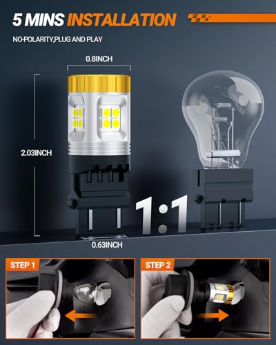 Image of SEALIGHT Reverse Light Bulb, 1200% Brighter 3157 LED Bulb, 3156 3056 3057 4157 LED Light White for Taillight Backup light DRL Brake Parking Signal Lights (Pack of 2)