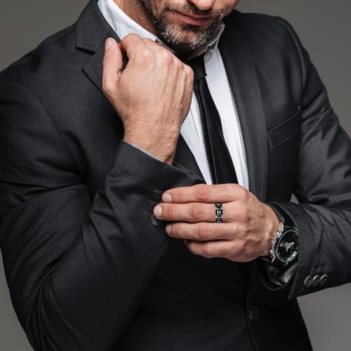 Irikdescia Fidget Ring, Stressabbau und Anti-Angst-Ringe, 8 mm, Polierte Schwere Zappelringe, Modeaccessoires, Geschenk für Männer und Frauen (Schwarz) – 59,5 mm