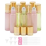 Kesell 10ml Glass Roller Bottles for Essential Oil Blends, with Stainless Steel Roller balls, Shiny