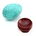Jovivi 50mm Howlite Turquoise Egg-Shaped Gemstone Carved Crystal Egg Statue Figurine on Wood Stand Crystal Home Office Desk Decor, with Gift Box