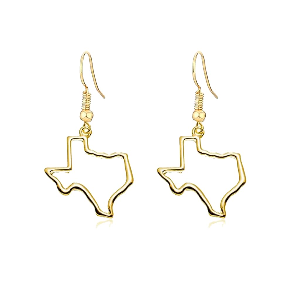 Stainless Steel Texas State Shape Map Dangle Drop Earrings for Women