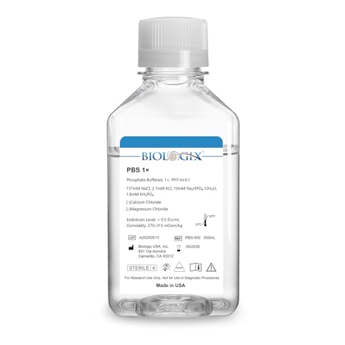 CryoKing Phosphate Buffered Saline 1X, 500ml Lab PBS Buffer 0.1um Filtration, 7.4pH, Sterilize, 1X Concentrate, 500ml/Bottle