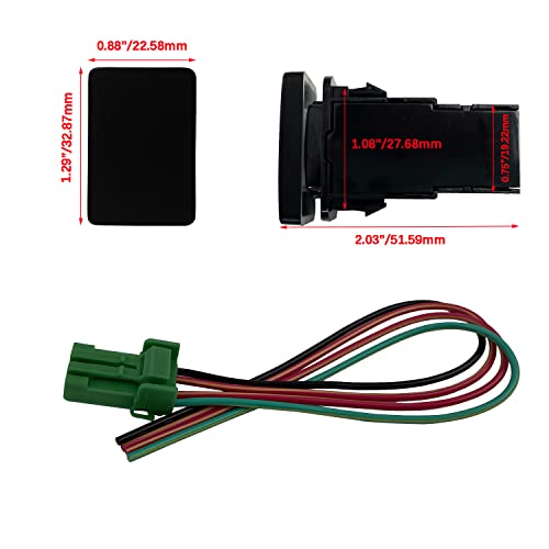 Image of Blue Led Zombie Lights Push Button Switch for Toyota Vehicle Toyota FJ Cruiser Prado Landcruiser RVA4 Highlander 3Amp 12V Led Illuminated ON-Off SPST Switch with Wiring Connector