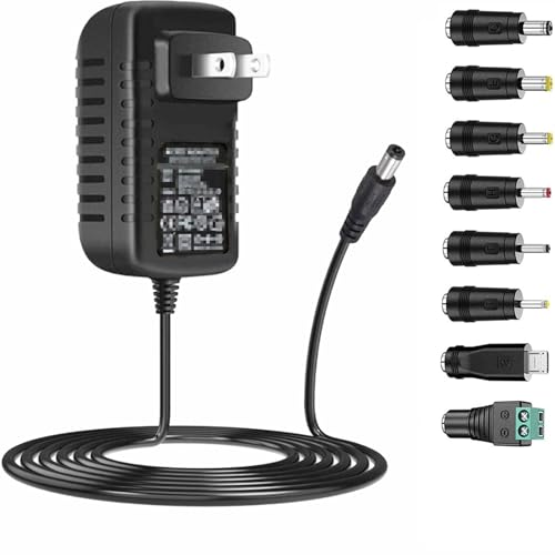 Universal AC Adapter 15V 1A Power Supply 15W AC110V to DC15V Power Driver 15V 100mA~1000mA All Compatible with 8 DC Plug Tips adapters Charger Transformer AC-DC Adapter (DC15V~1A)