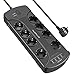 AUOPLUS Regletas Enchufes,Enchufe Multiple con 8 Toma de Corriente y 4 USB Puertos,Regleta Inteligente con Proteccion Sobretension y Interruptores,Regleta Enchufes con USB,Cable de 2M,3680W/16A,Negro