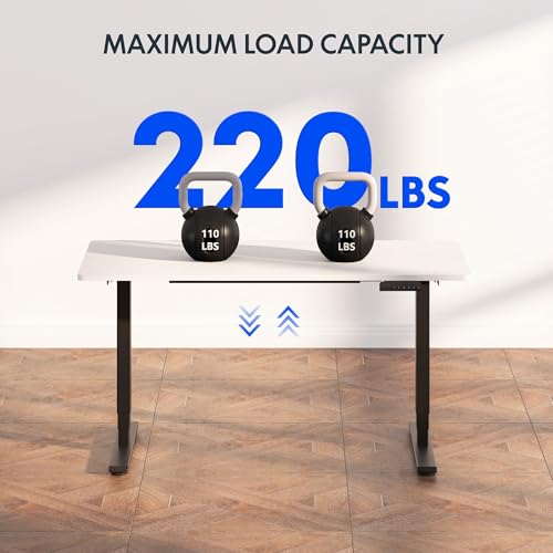 Image of FLEXISPOT E6 3-Stage Dual Motor Electric Standing Desk 48 x 24 Sit Stand Up Desk, Holds 220 lbs, Adjustable Height w /Memory Presets, One-Piece White Desktop & Black Frame, Ships in 2 Boxes