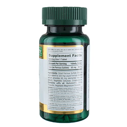 Image of Nature's Bounty Iron 65 mg Tablets 100 Tablets (Pack of 6)