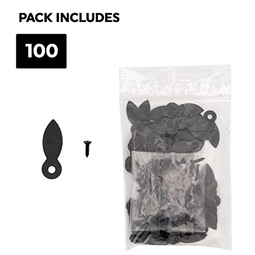 Image of Picture Frame Backing Clips Black 1 inch with Screws Large Size 100 Pack - Retaining Clips for Picture Frames - Flat Turnbuttons 100 Tabs and 100 Screws