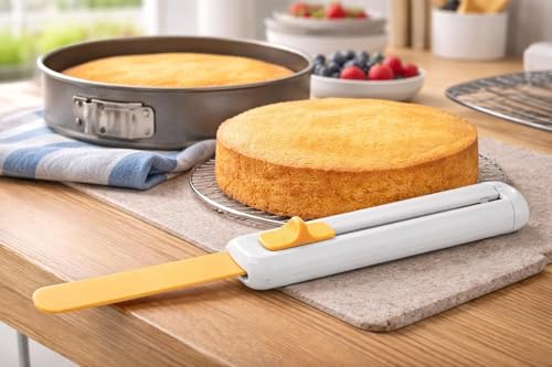 Image of Cake Smoothing Spatula with Sliding Blade | Cake Release Tool | Retractable Cake Spatula | Cake Side Scraper | Flexible Silicone Spatula | Flat Spreader | for Baking (Pack of 1,Multicolor)