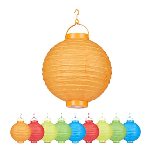 Relaxdays Lot de 20 lampions LED multicolores, à piles, pour l'extérieur et l'intérieur, à...