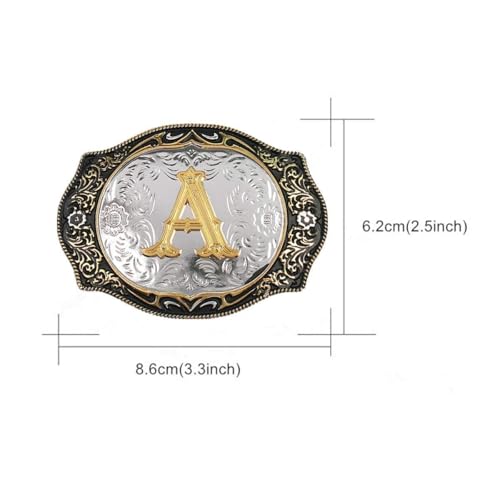 image for HUABOLA CALYN Western Belt Buckle Initial Letters ABCDMRJ to Z Cowboy 