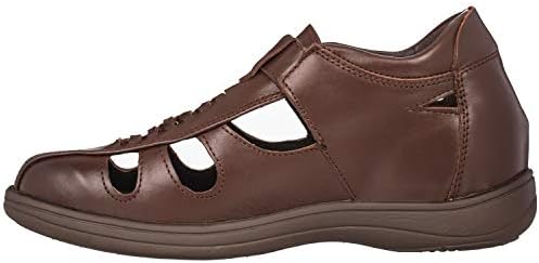 TOTO Men's Invisible Height Increasing Elevator Shoes - Dark Brown Leather Slip-on Super Lightweight Open-toe Sandals - 3 Inches Taller - G13072 - Size 10 D(M) US | Image 2