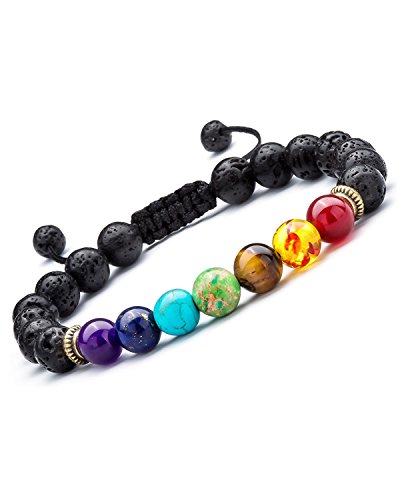 Image of Young & Forever Full Intention 7 Chakra Healing Crystal Stone Bracelet for Men & Women - Natural Gemstone Reiki Prayer Beads for Anxiety Relief, Meditation & Positive Energy