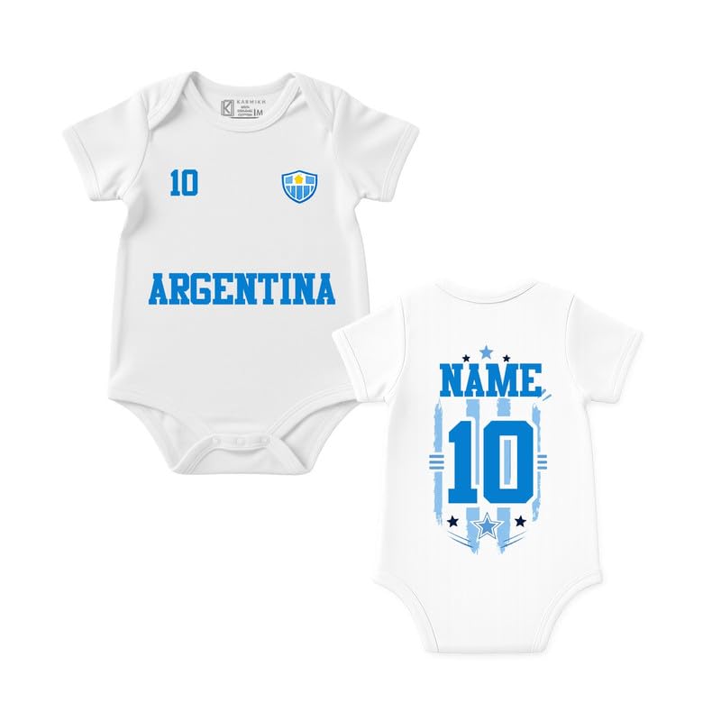 Personalized Baby Romper | Custom Baby Name & Favorite Football Team Name Printed Cotton Romper for Boys & Girls | Soft Half Sleeve Bodysuit-image-2