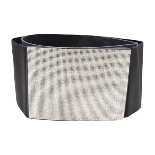 TrendyFashionJewelry Women Black Elastic Waist Corset Wide Belt Shiny Bling Silver Rhinestones M L XL2