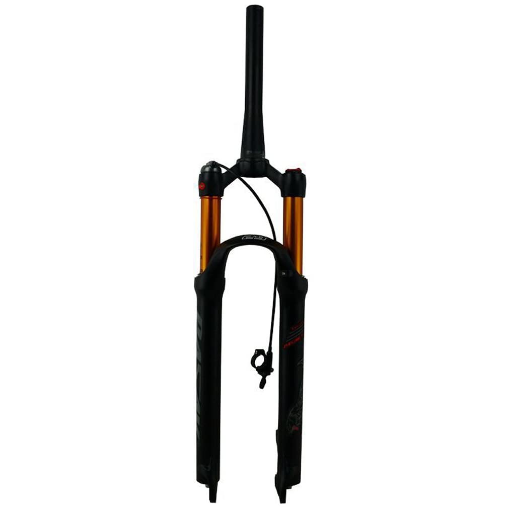 Widelec rowerowy 26/27,5/29 cala 100 mm podróżny MTB Air 1-1/5.1 cm zwężana rura ręczna/zdalna blokada przedni rower QR 9 mm (kolor: matowy czarny pilot, rozmiar 66 cm)