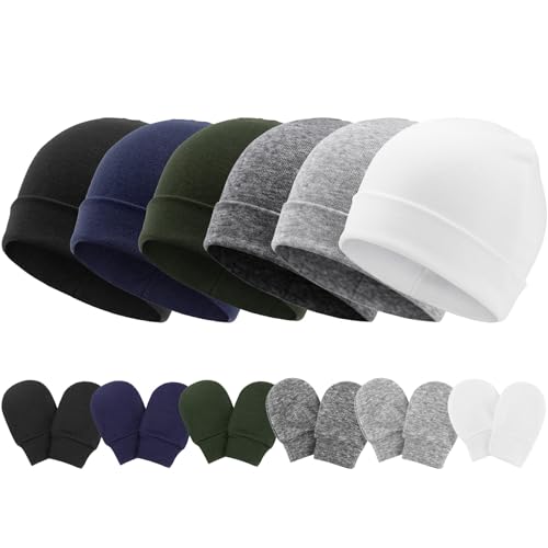 Image of Newborn Baby Hats and Mittens Set Infant Beanie Cap Toddler Gloves Newborn Hospital Hats for Baby Boys Girls Kid 0-6 Months
