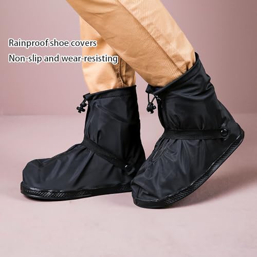 Cubiertas impermeables para calzado, cubrebotas de lluvia reutilizables con suela de goma PVC y cierre, antideslizantes, para lluvia y nieve, talla S miniatura 2