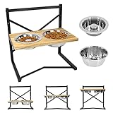 STANEW Cuenco Elevado para Perros, 3 Alturas Ajustables,con Cuencos De Acero Inoxidable De Alimentación Lenta, Comedero Perro Elevado Ajustables, Base De Antideslizante para Perros Medianos Y Grandes