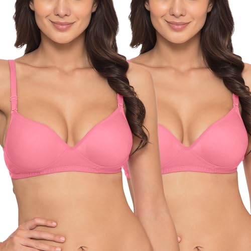 Image of Komli - Heavily Padded Push-Up Bra - Cotton Rich - Balconette - 3 /4th Coverage, Seamless, Wireless, Multiway Straps - T-Shirt Bra (Pack of 2)