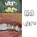 AISGRIL 4PCS Rap Accessory Grillz 18K Gold Plated Copper Hip-Hop Inlaid With Shiny Zircon Teeth Grillz Grills Personality Daily Wear And Halloween Suitable Unisex