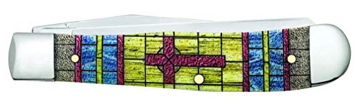 image for Case WR XX Pocket Knife Trapper Stained Glass Cross Natural Bone Color