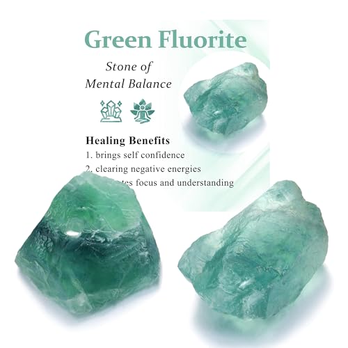 Top Plaza 2Pcs Natural Raw Green Fluorite Crystal Rock Stone Heal...
