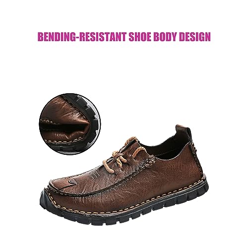 Men's Stylish Hand Stitched Leather Loafers Slip On Comfortable Soft Sole Moccasin Boat Shoes Stylish Casual Driving Dress Flats for Business4