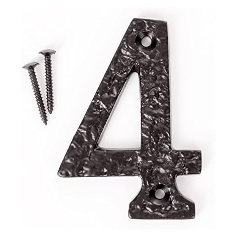 Black Antique Cast Iron House Number 4 Cover