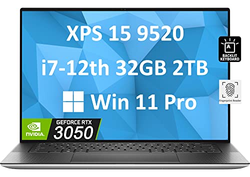 Image of Dell XPS 15 9520 15.6 inch FHD+ (Intel 12th Gen 14-Core i7-12700H (Beat i9-11980HK), 32GB DDR5 RAM, 2TB PCIe SSD, RTX 3050) Business Laptop, Backlit, Fingerprint, Thunderbolt 4, Webcam, Win 11 Pro
