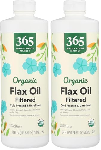 365 by Whole Foods Market, Flax Oil Filtered Organic, 24 Fl Oz (Pack of 2)