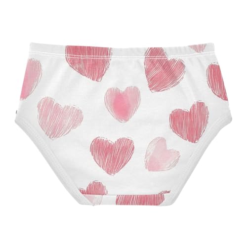 Pink Heart Daily Wear Girls' Panties Toddler Cotton Underwear for Toddler in Sizes 2T,3T, 4T, 5T, 6Y and 8Y2